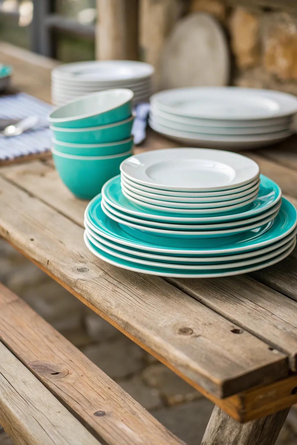Tiered plates add a lively yet polished feel to your table design.