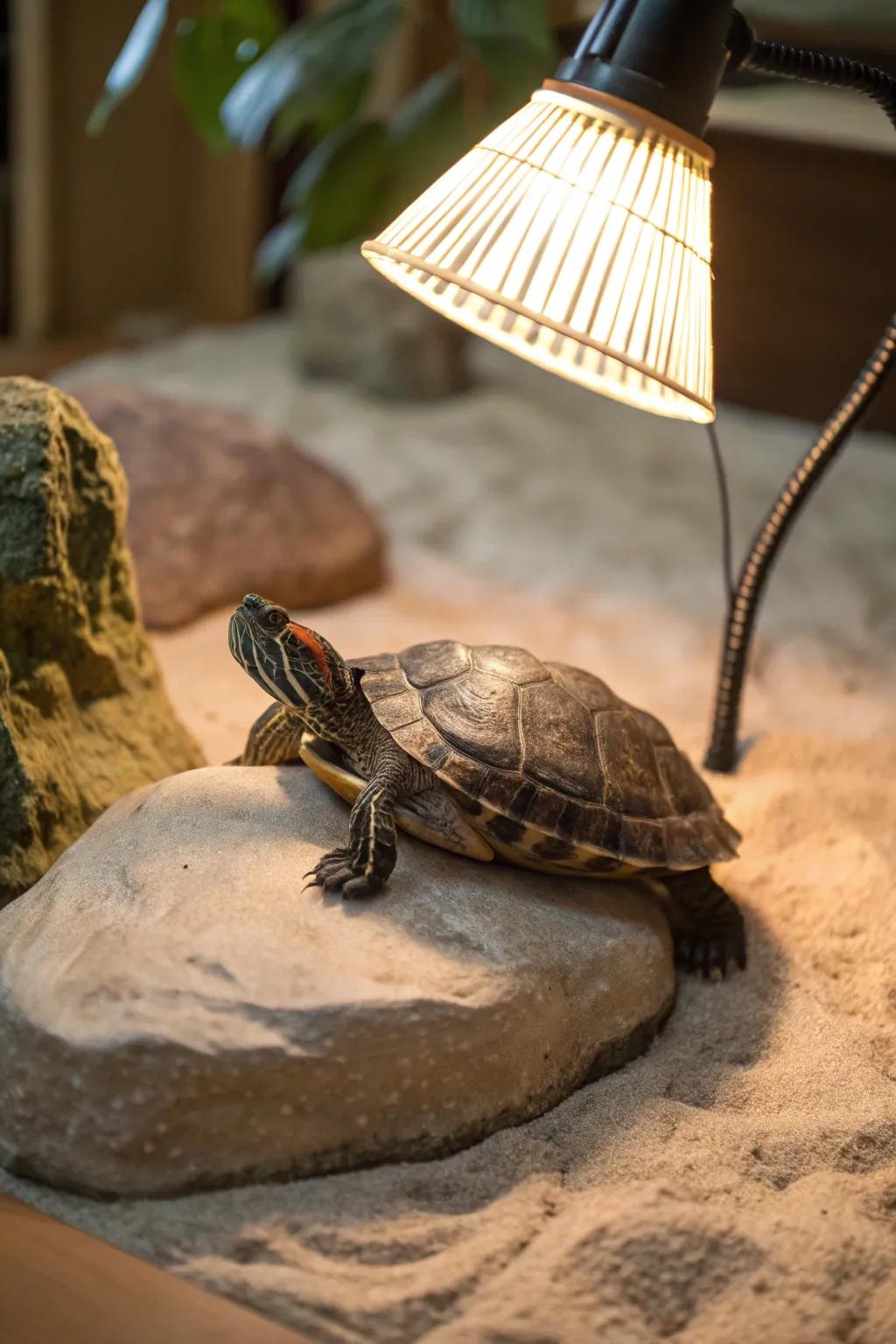 A sunning space is just right for your turtle’s relaxation and comfort.