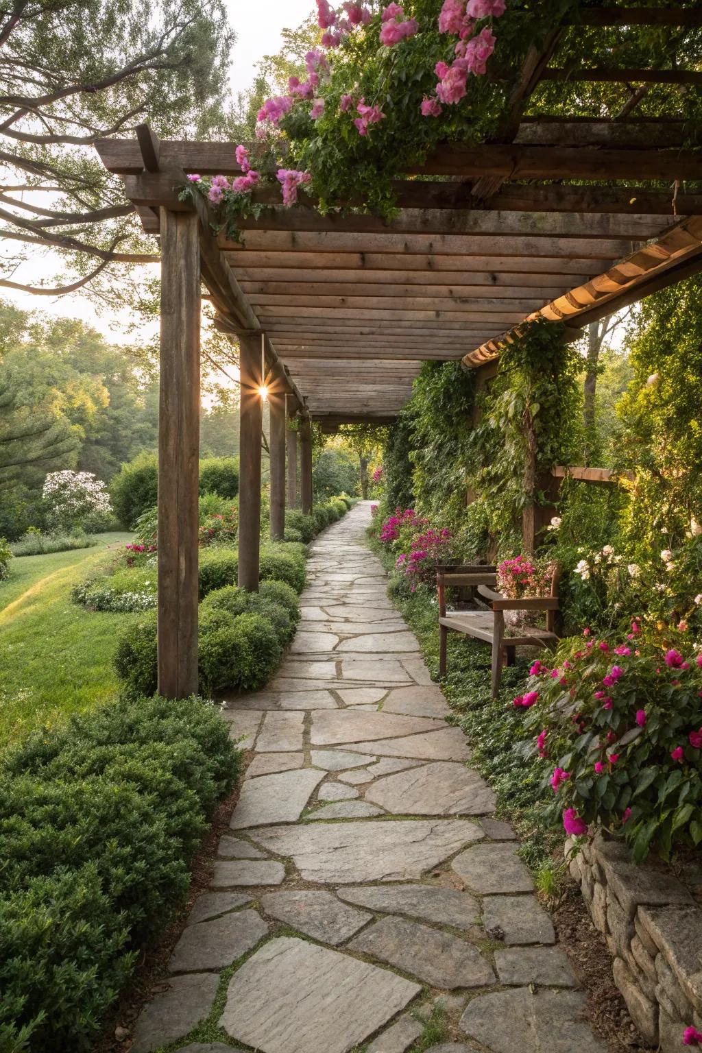 Welcome guests with a beautifully crafted pebble pathway.