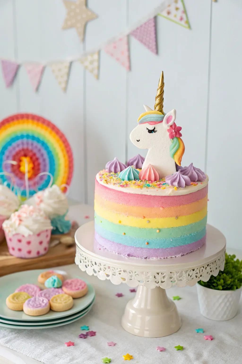 A gorgeous self-made unicorn confection displaying chromatic glaze.