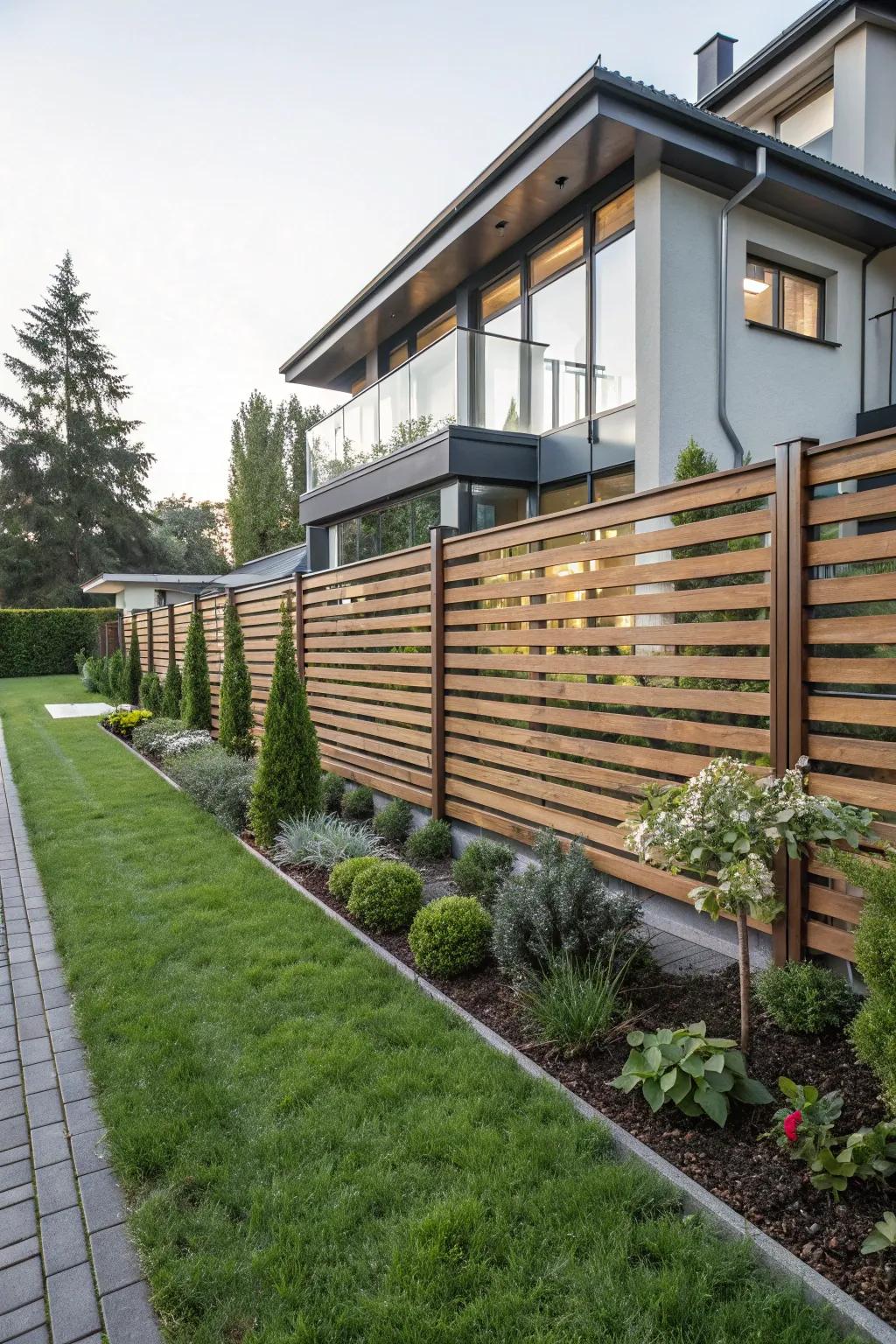 Horizontal panels give a smooth, modern edge to your garden.