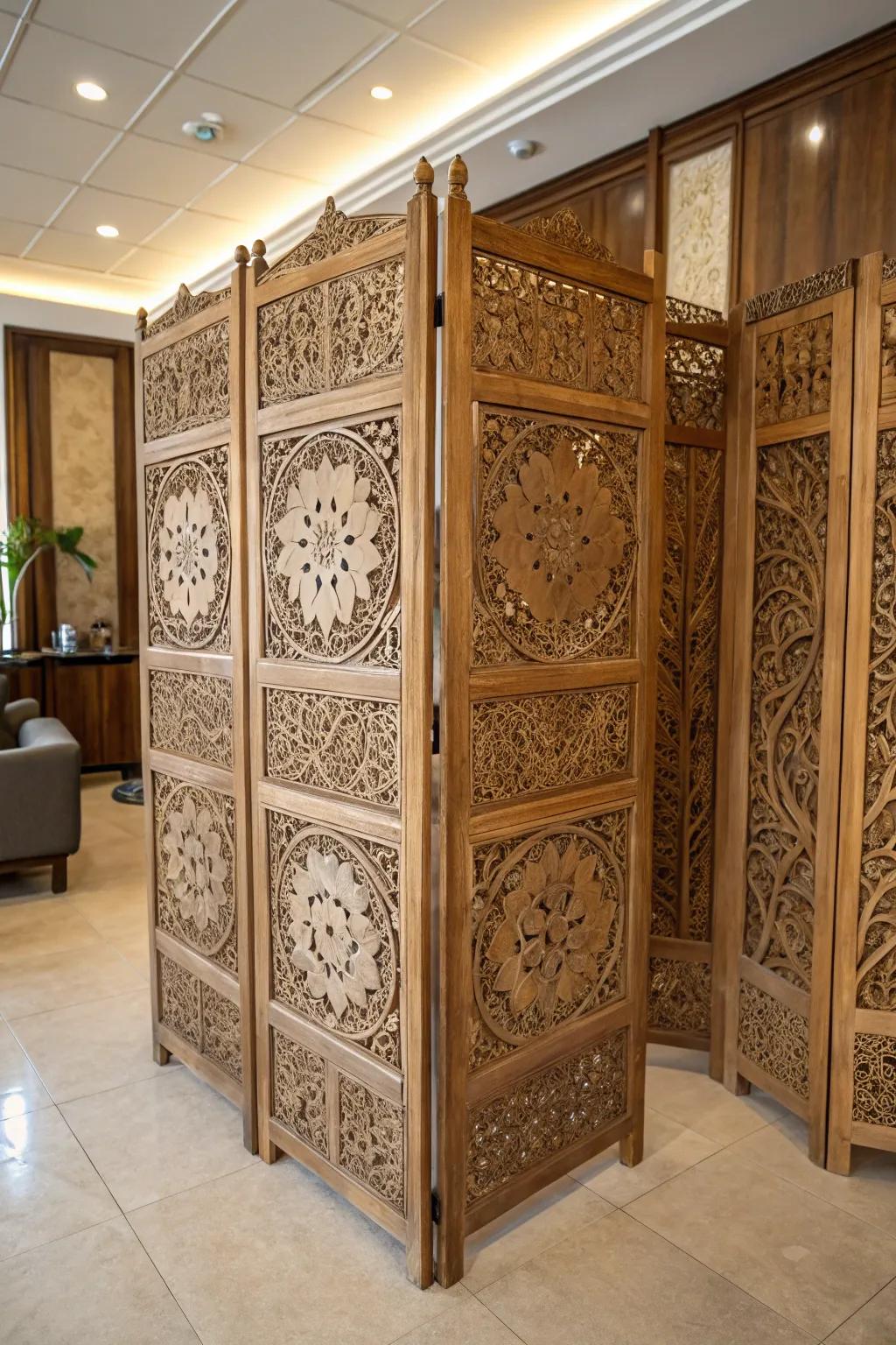 A stunning engraved divider that acts as both art and a divider.