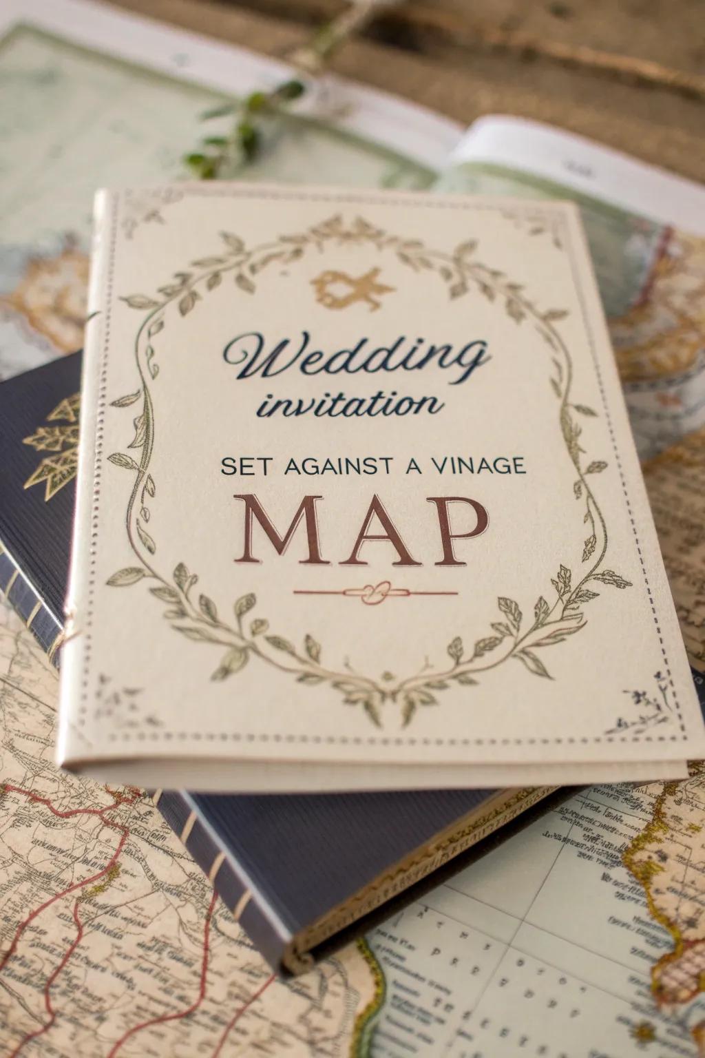 Travel-inspired invitations for adventurous couples.