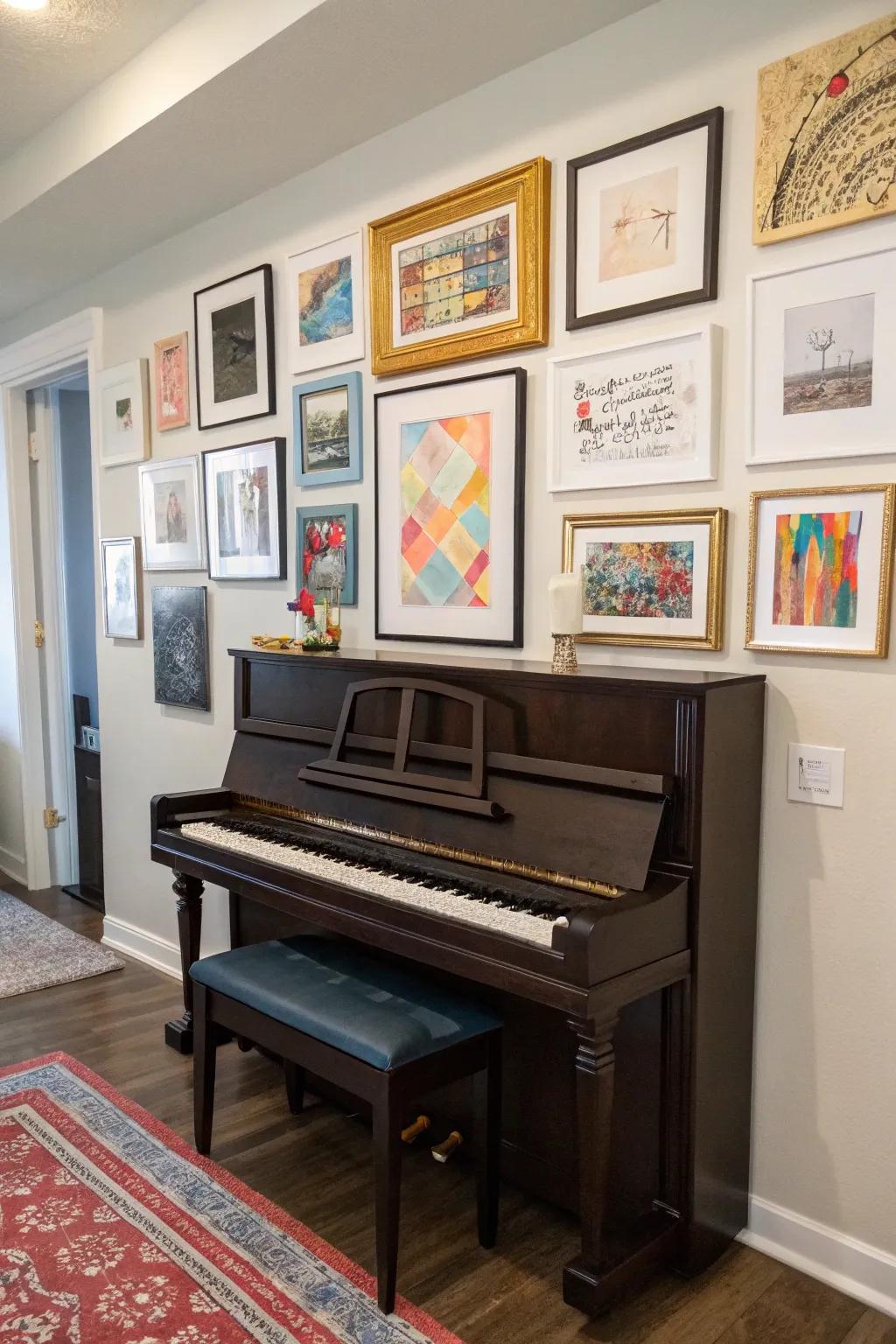 Amplify your piano's visual impact with a captivating display of art.