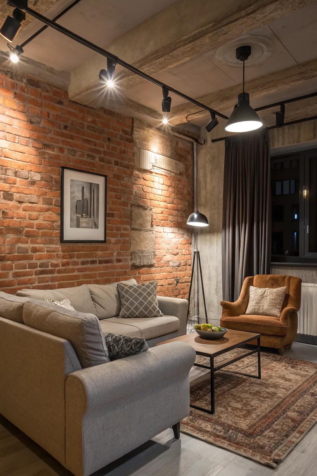 Exposed brick walls give an industrial feel to urban designs.