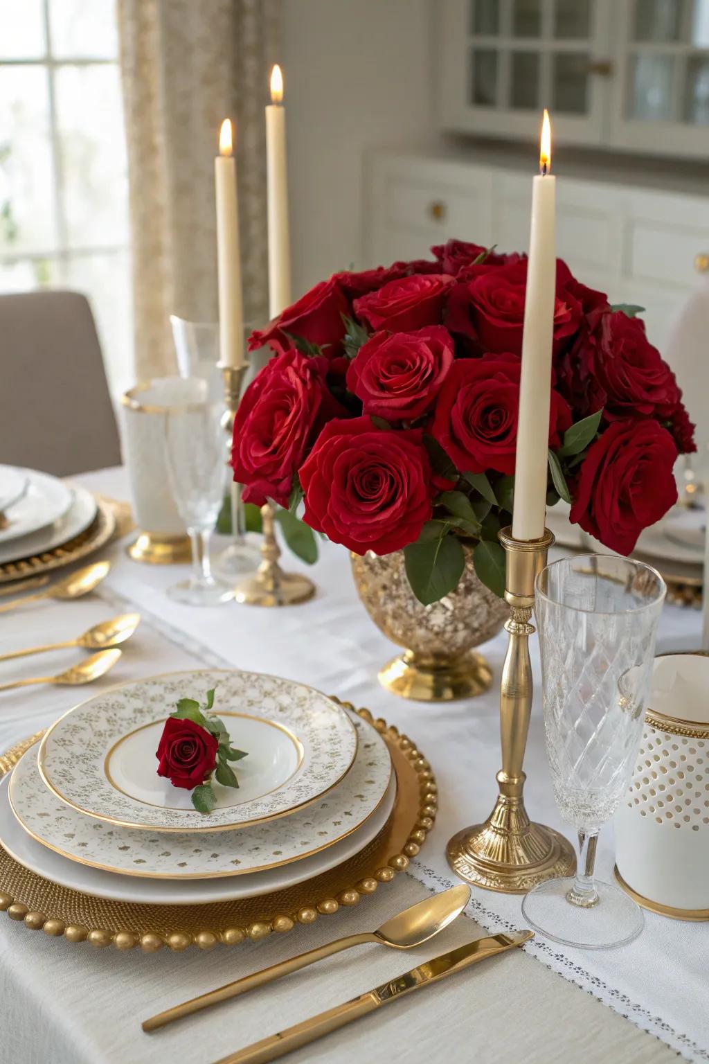 Sophisticated Valentine's Day dining setting