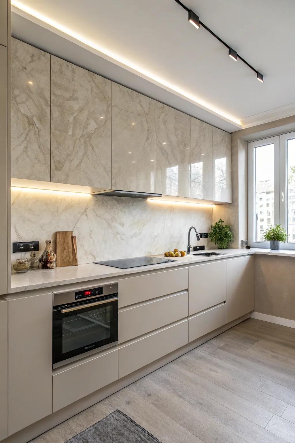 A radiant plaster panel introduces refinement to your cooking space.