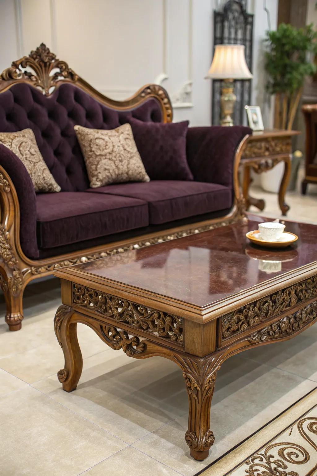 Decorative furnishings transform the space into a Gothic retreat.