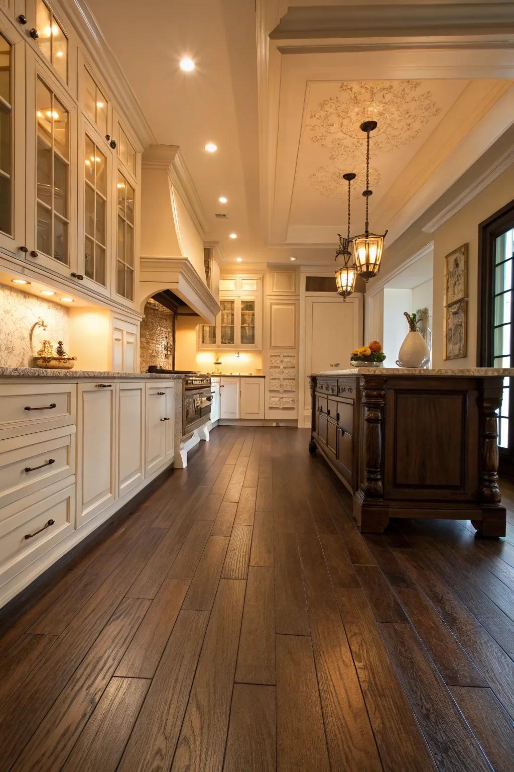 Achieve a cozy, wood-inspired atmosphere using vinyl flooring.