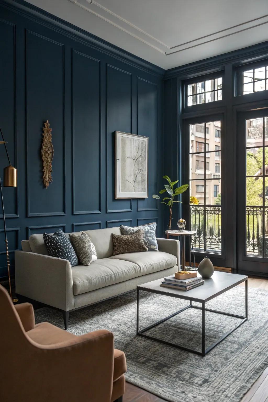 Dark walls bring richness and elegance.
