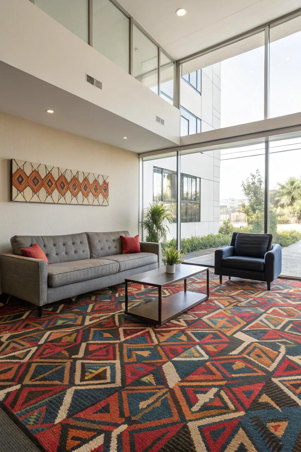 Make an impression with a striking patterned carpet.