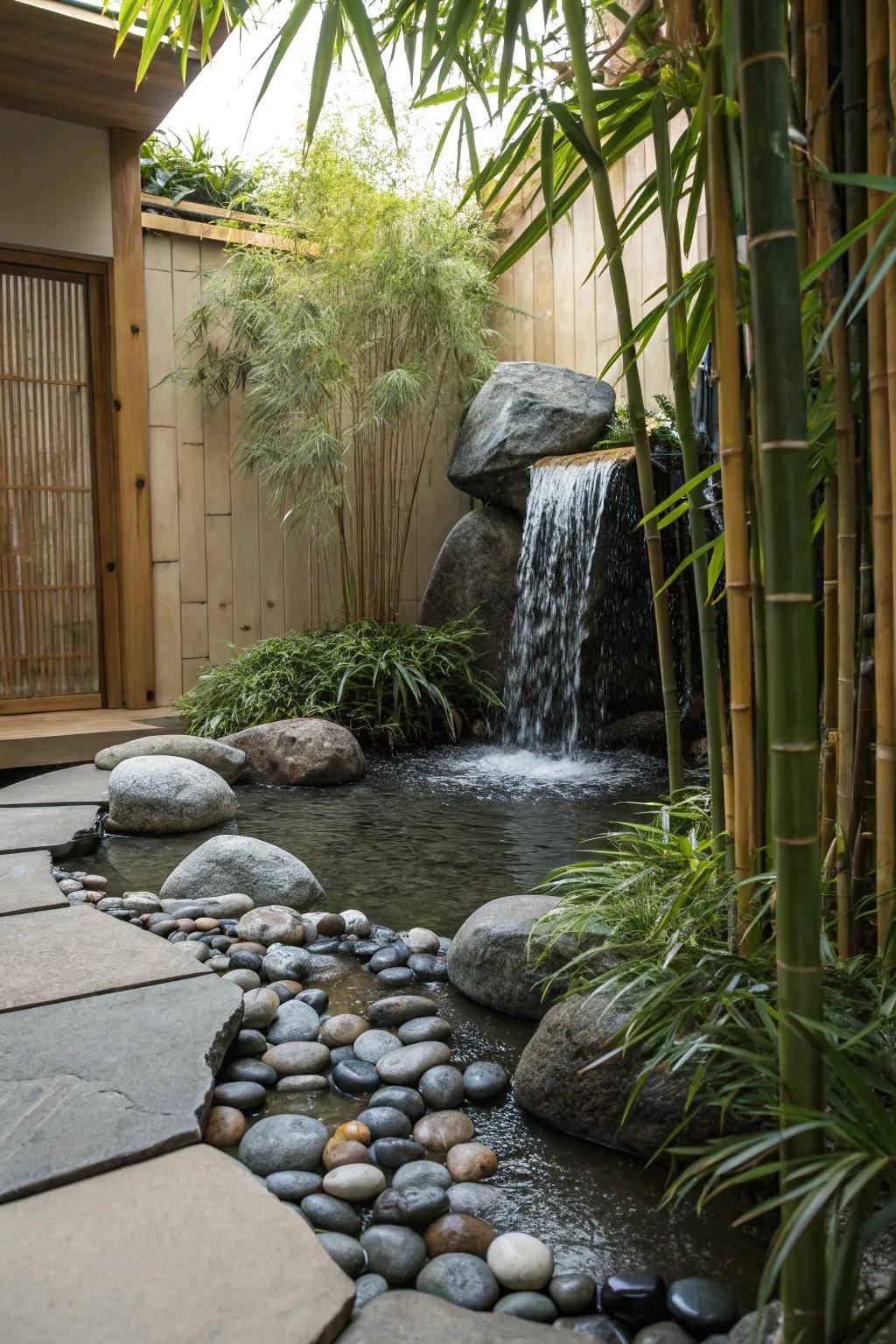 Introduce peace with a meditative garden water feature.