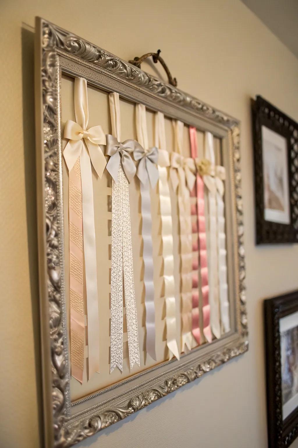 Transform your ribbons into a framed masterpiece with a keepsake box.