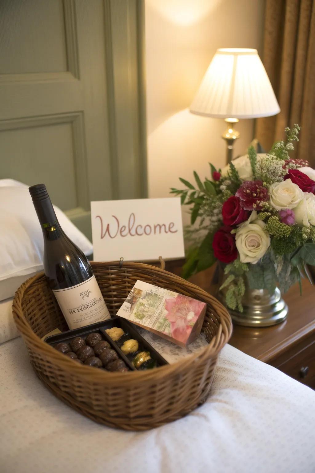 An individualized message includes a sincere touch to the welcome arrangement.