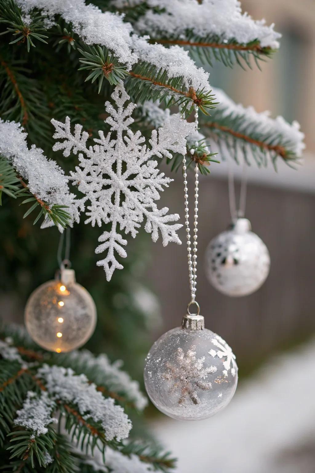 White ornaments lend an air of refinement to your Christmas tree.