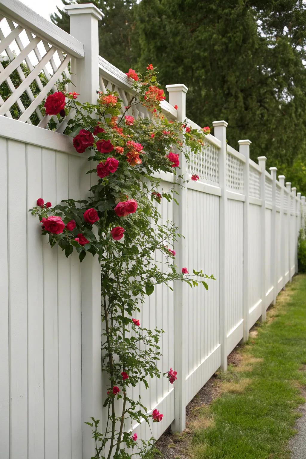 A lattice top fence gives privacy a bit of charm and works well with plant life.
