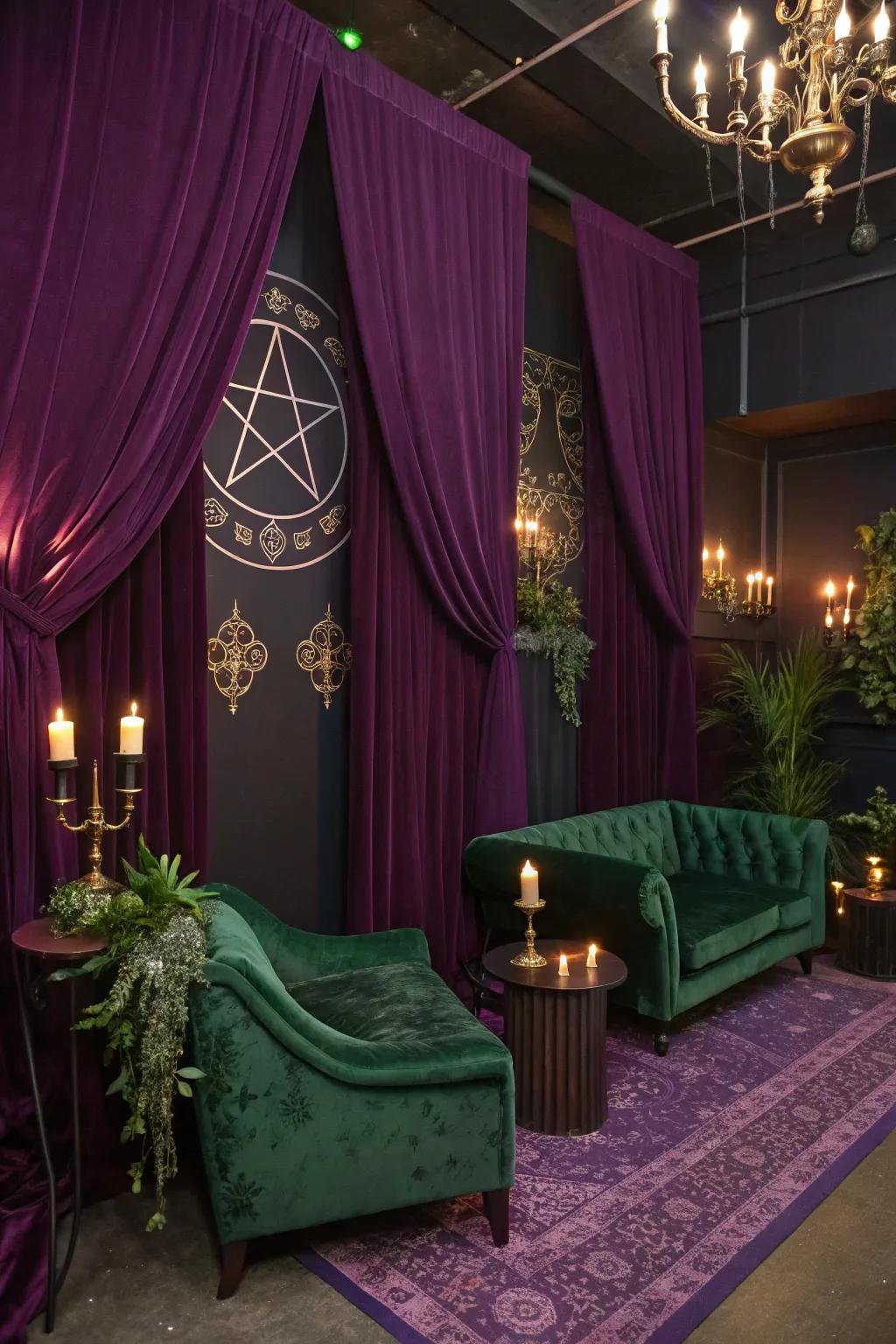 Profound and evocative colors establish the character for a bewitching, witch-influenced area.