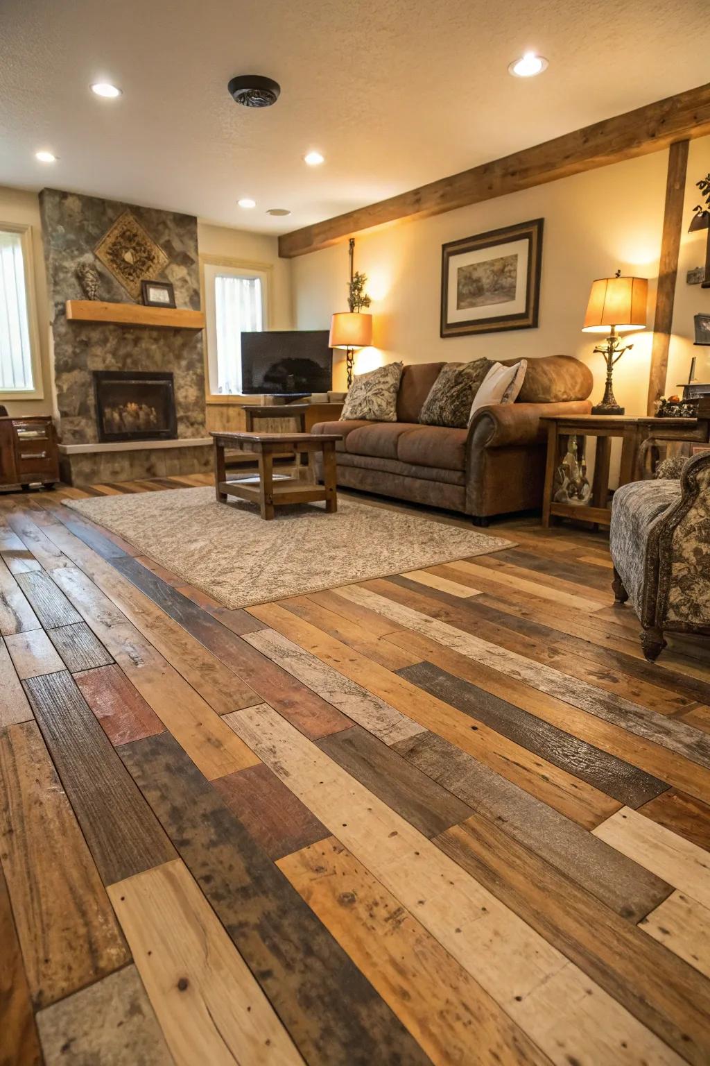 Combining wood plank variations enriches your floor transitions with added depth and individuality.