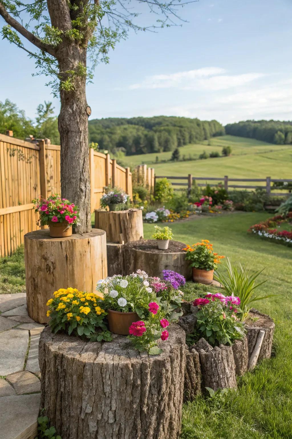 Infuse your garden with natural allure through timber and tree base containers.