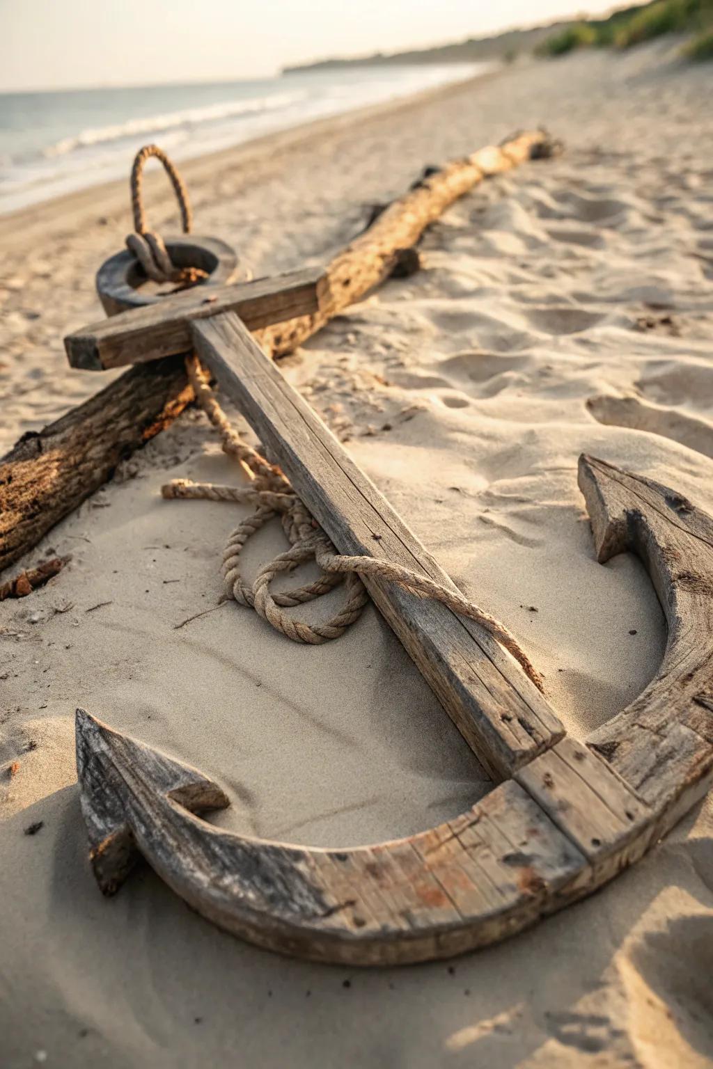 Weather-beaten timber buoy exuding rustic appeal