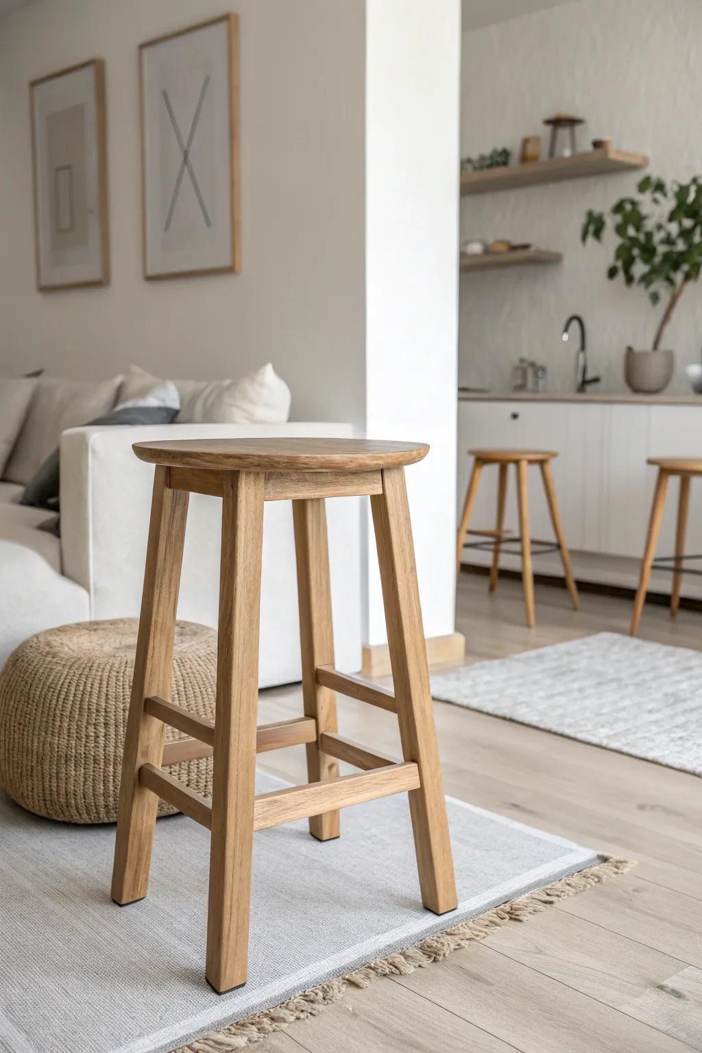 Scandinavian simplicity is beautifully represented in this sophisticated wooden stool.