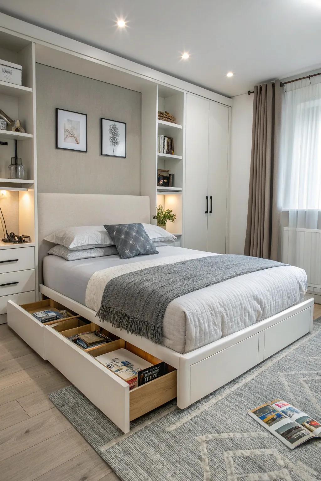 Adaptable furniture enables a neat and effective utilization of area.