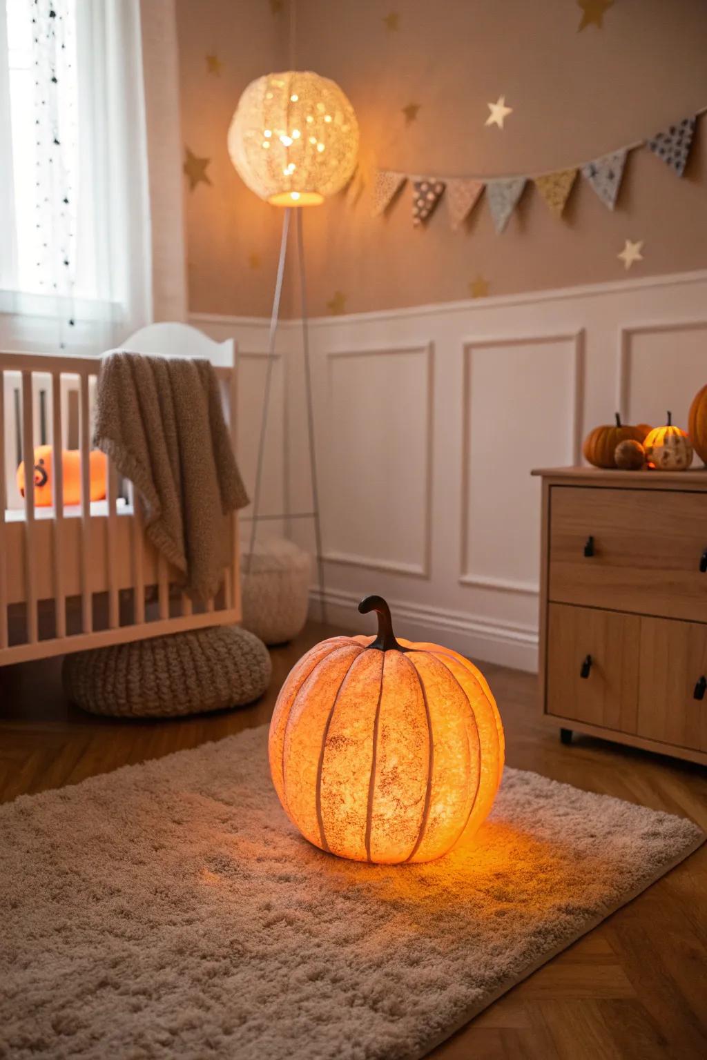 A gourd nocturnal luminary casts a gentle, soothing radiance.