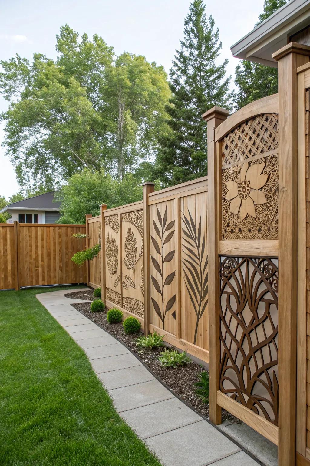 Bespoke timber panels contribute artistic flair and seclusion.
