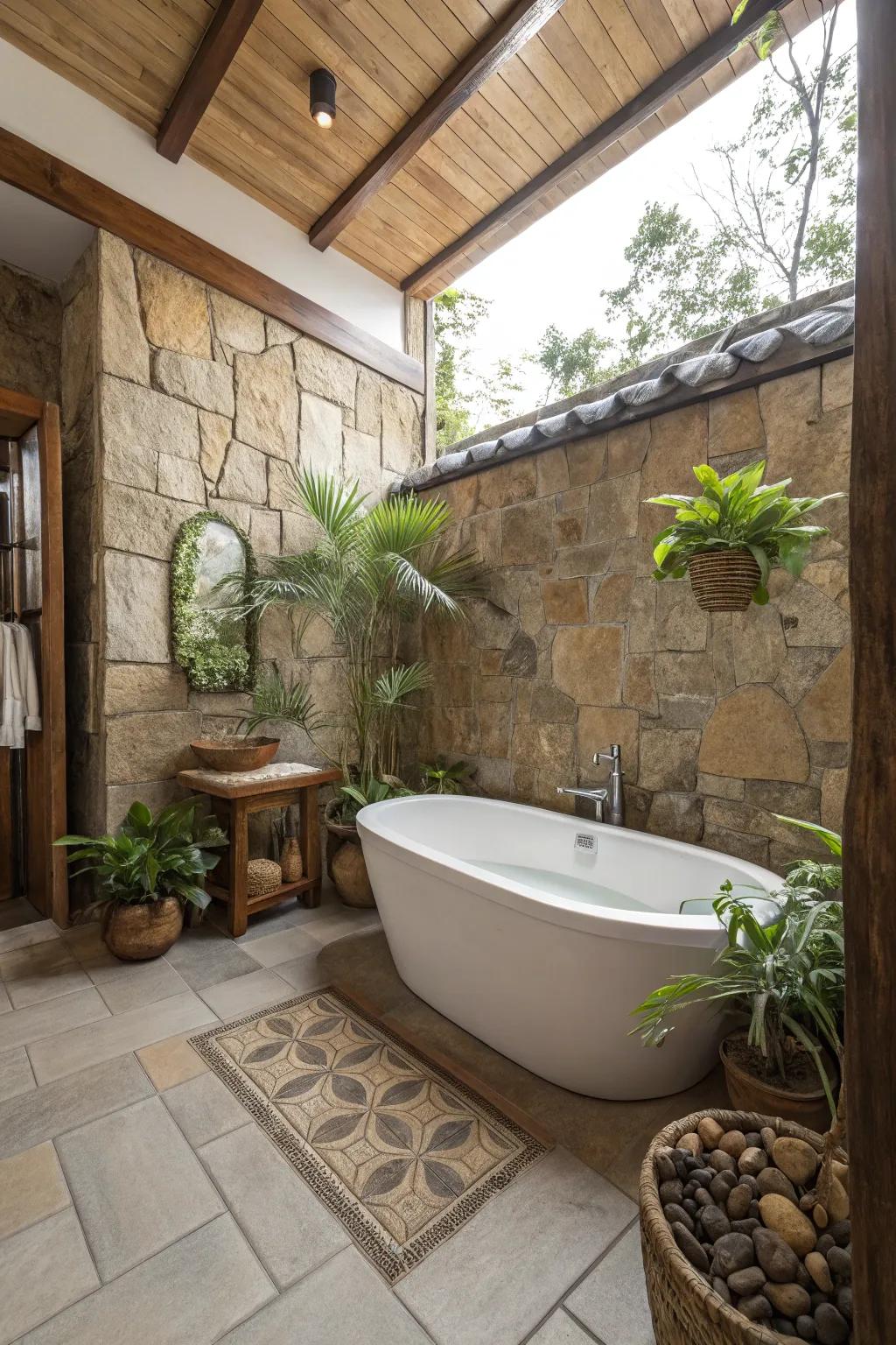 Natural and serene atmosphere shown through untouched rock tiling