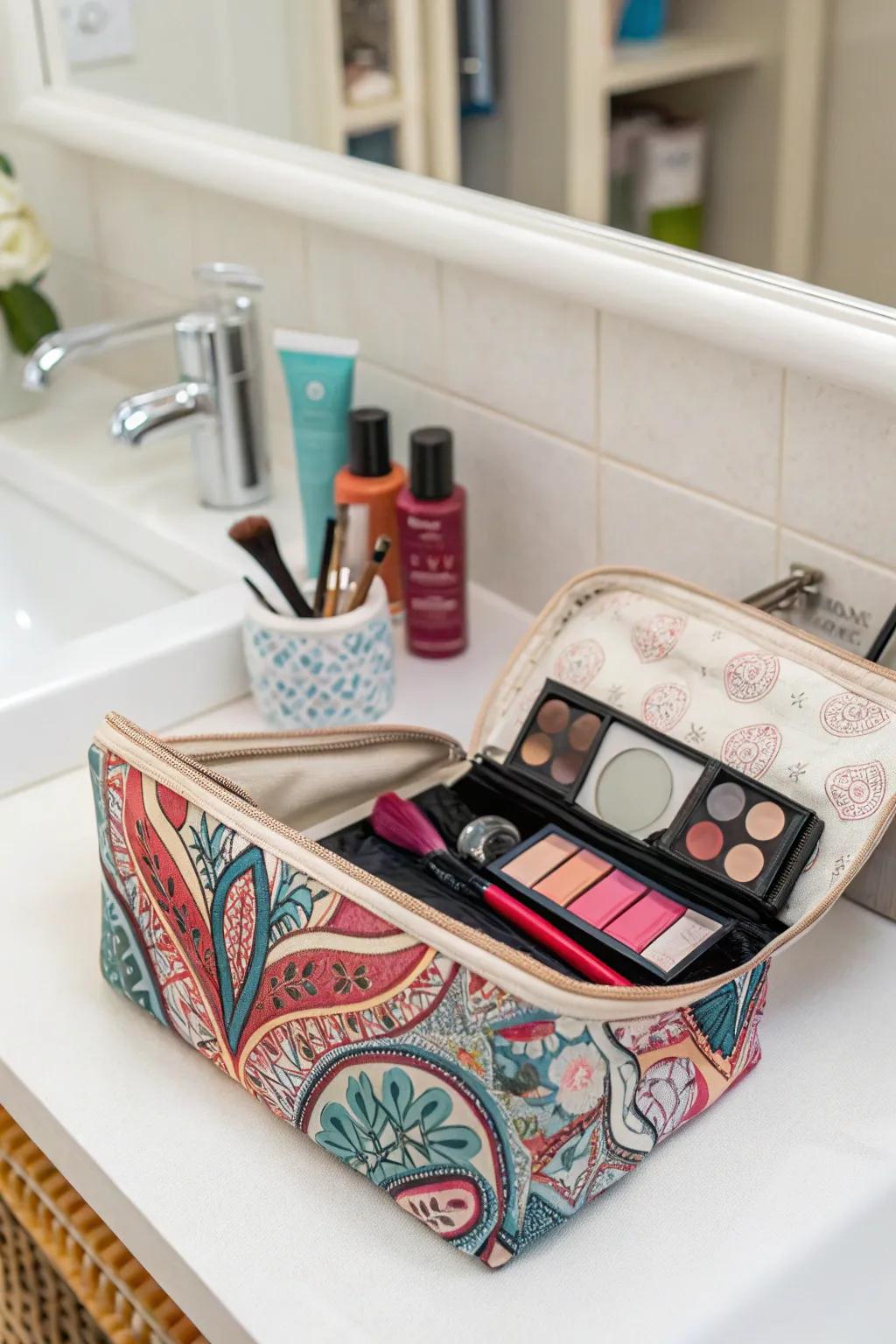 Makeup bags for style and practicality.