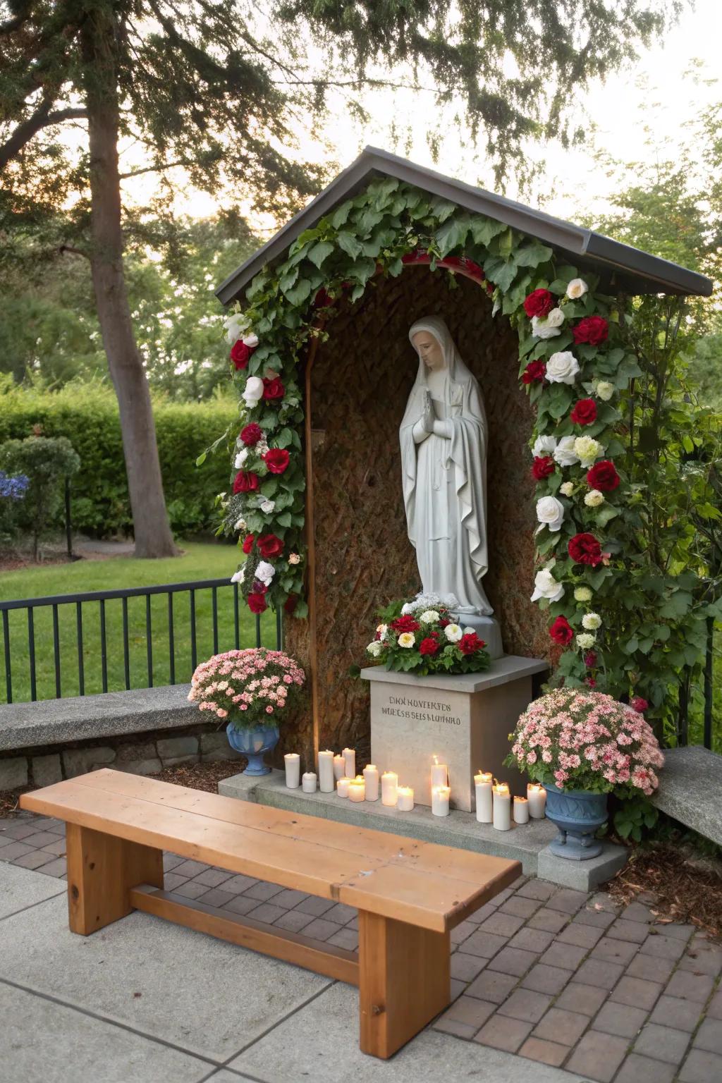 A prayer space outdoors connects you to nature and spiritual life.