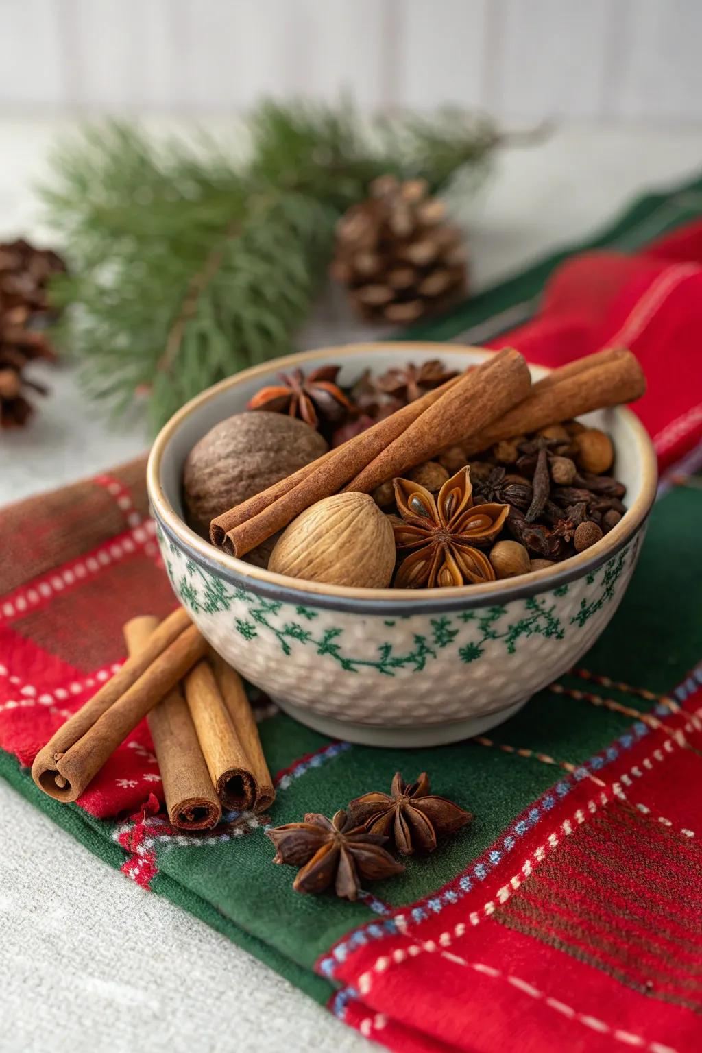 Select festive spices to accent platters and fill the dining space with fragrance.