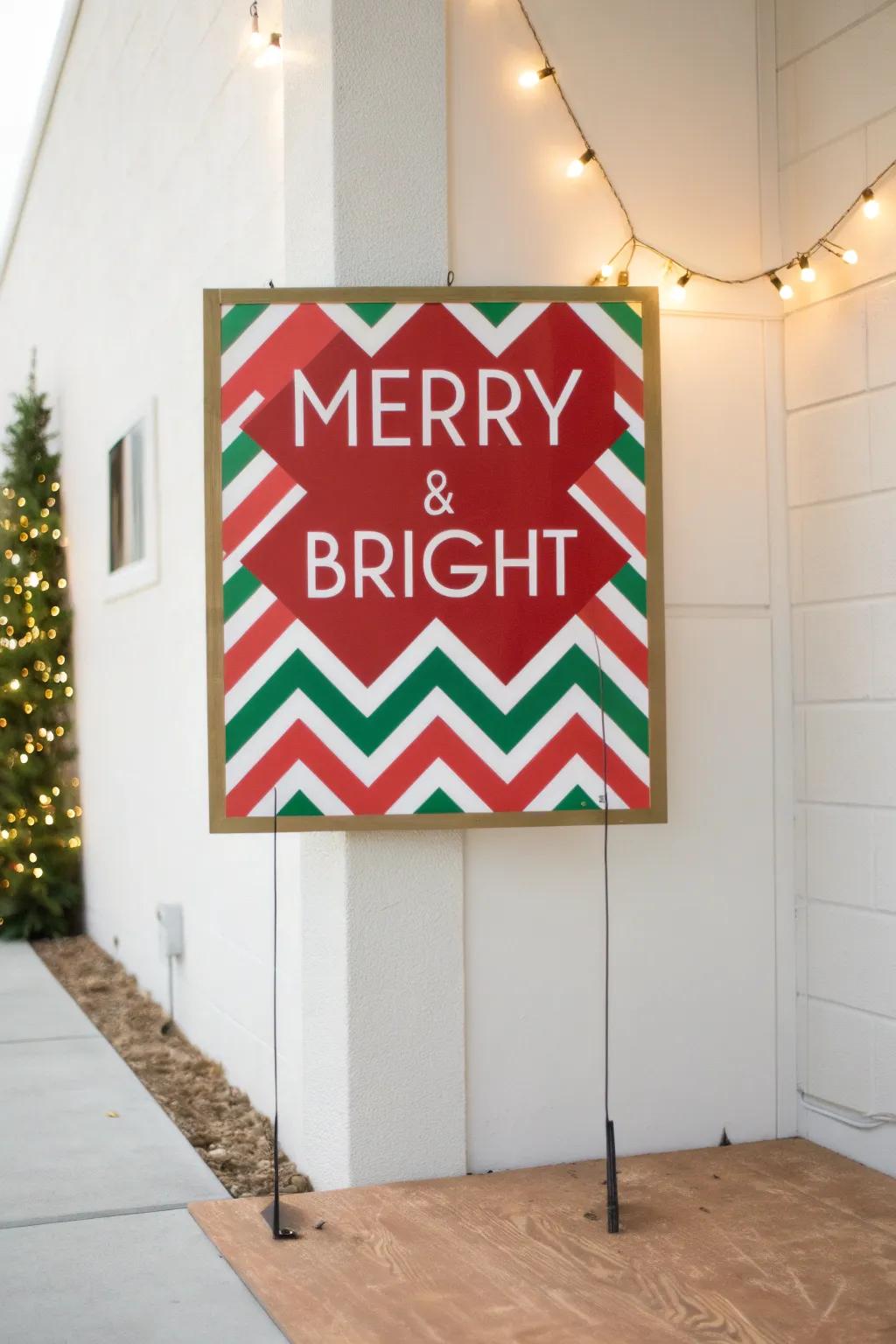 Convey contemporary flair with geometric-patterned Yuletide notices.