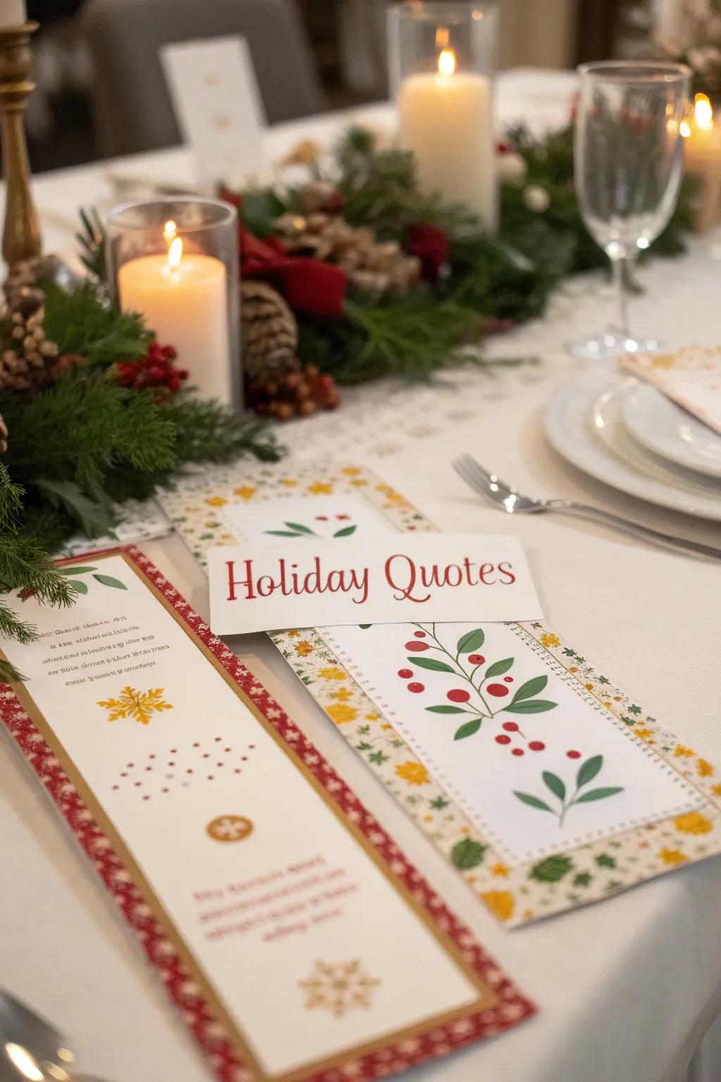 Festive book marks provide a thoughtful and literary touch.