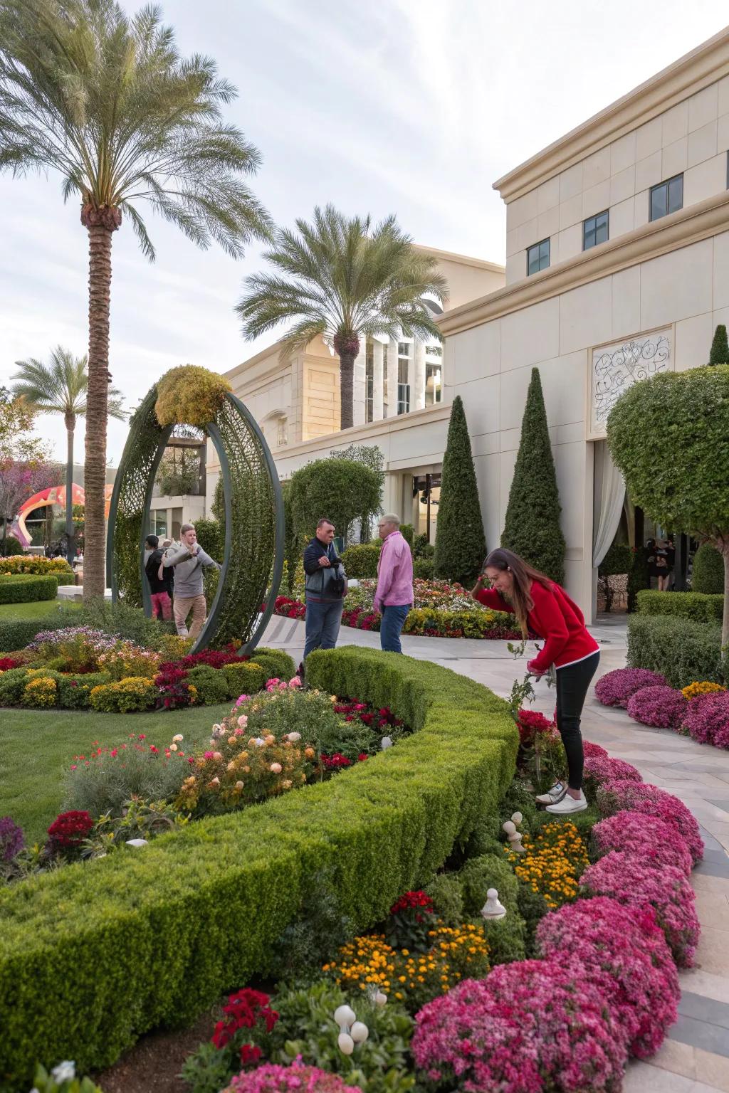 Art installations add character and community spirit.
