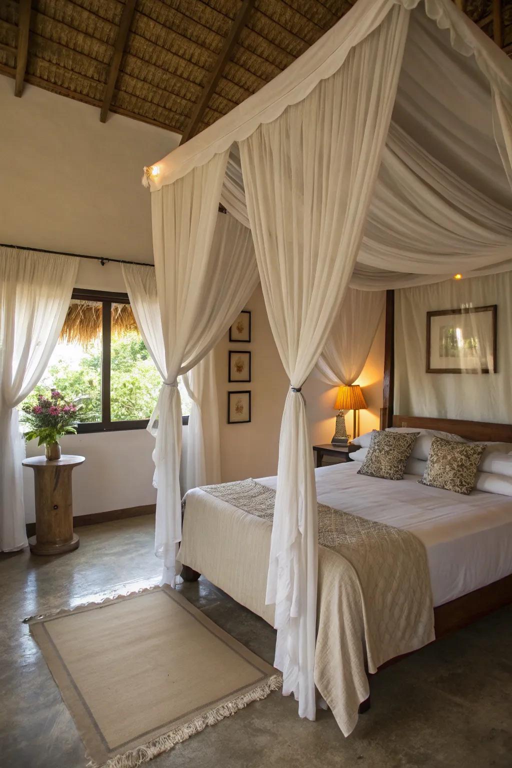 Draping fabrics create a whimsical and cozy atmosphere in your room.
