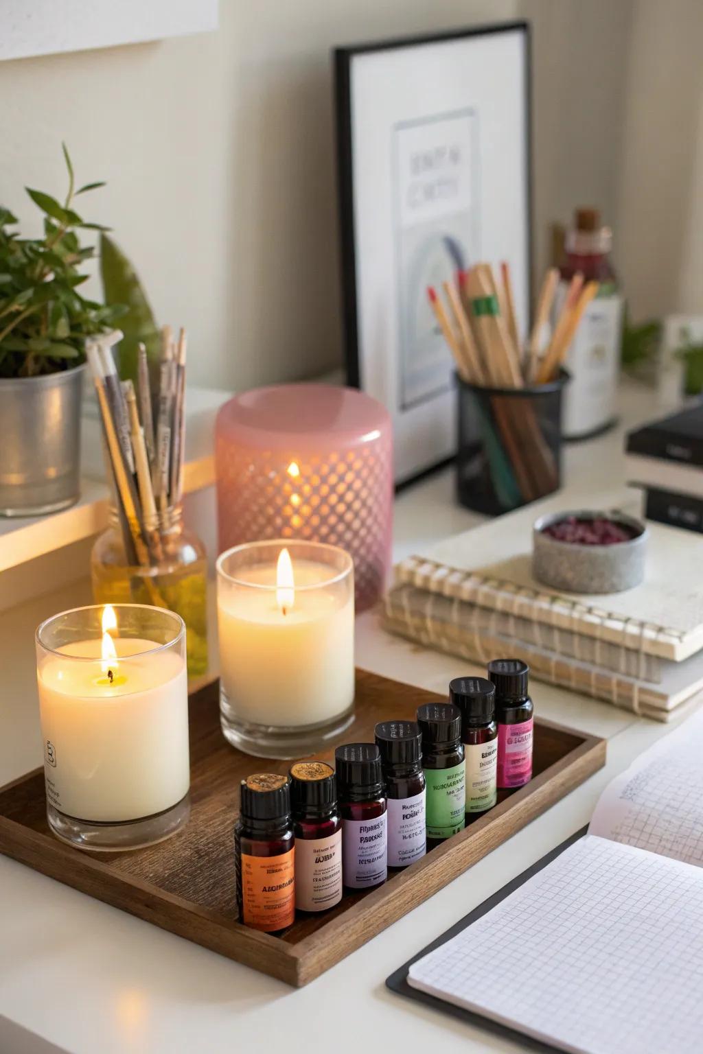 Fragrances create a soothing and inviting workspace.