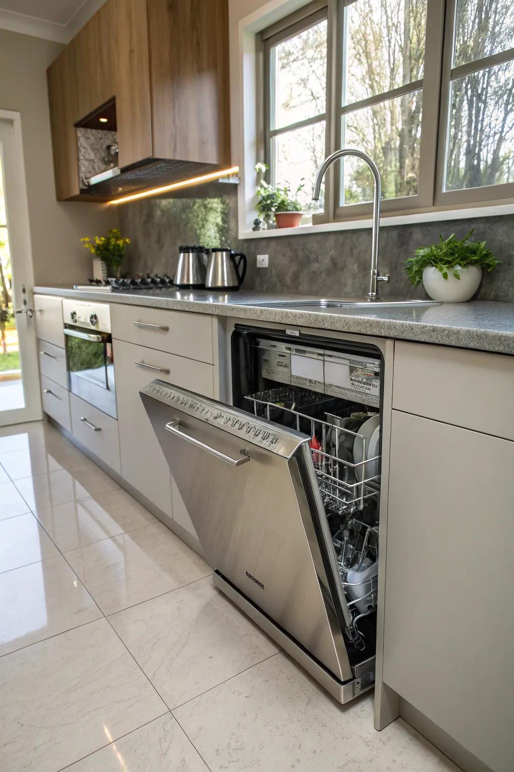 Innovative hidden washing gadget design for a seamless cooking area aesthetic.