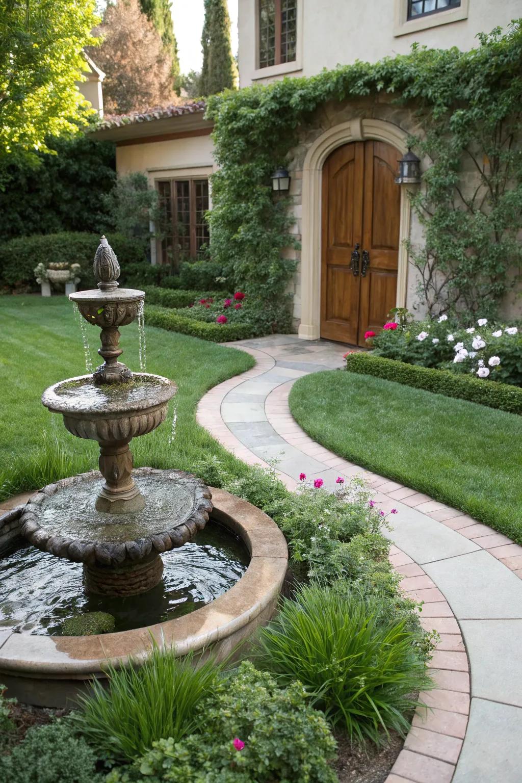 Introduce a remarkable water feature for soothing ambiance.
