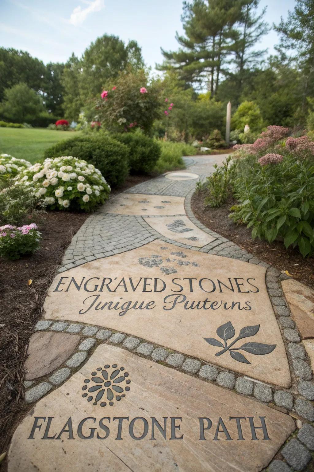 A personalized paving stone pathway reflecting individual style and creativity.