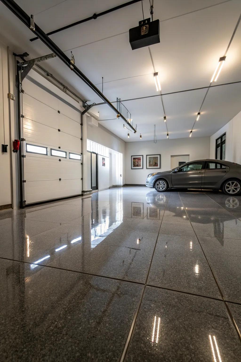 Enlarge your space with reflective floor tiles.