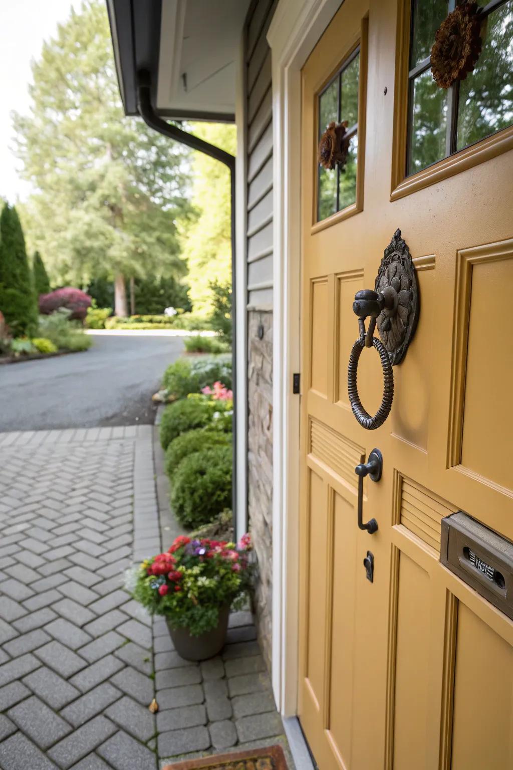A personal door knocker gives a unique touch.