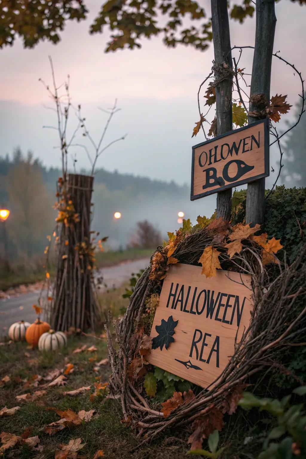 Introducing nature into Halloween decorations using natural elements.