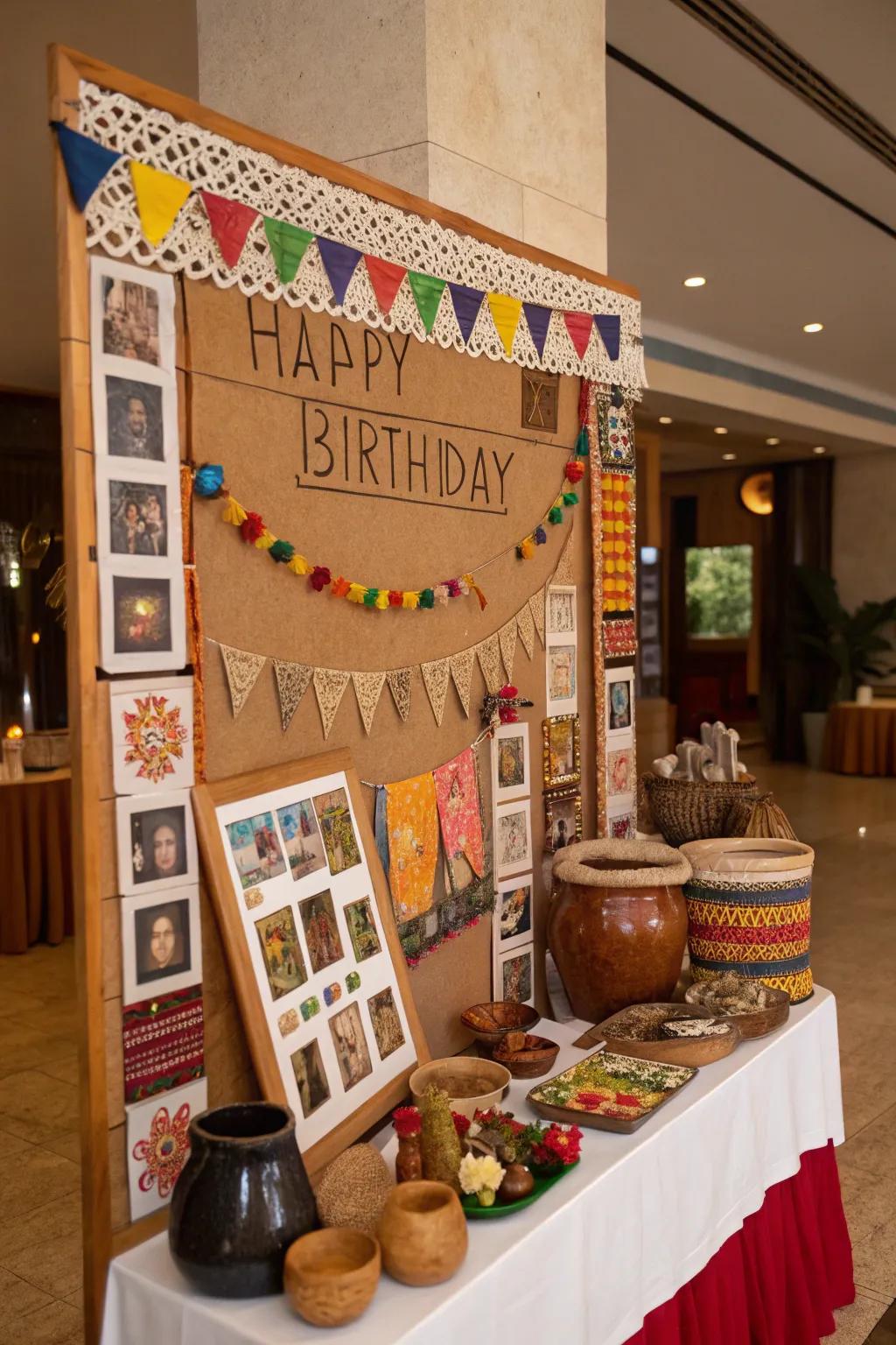 A meaningful cultural-themed birthday display that celebrates diversity.