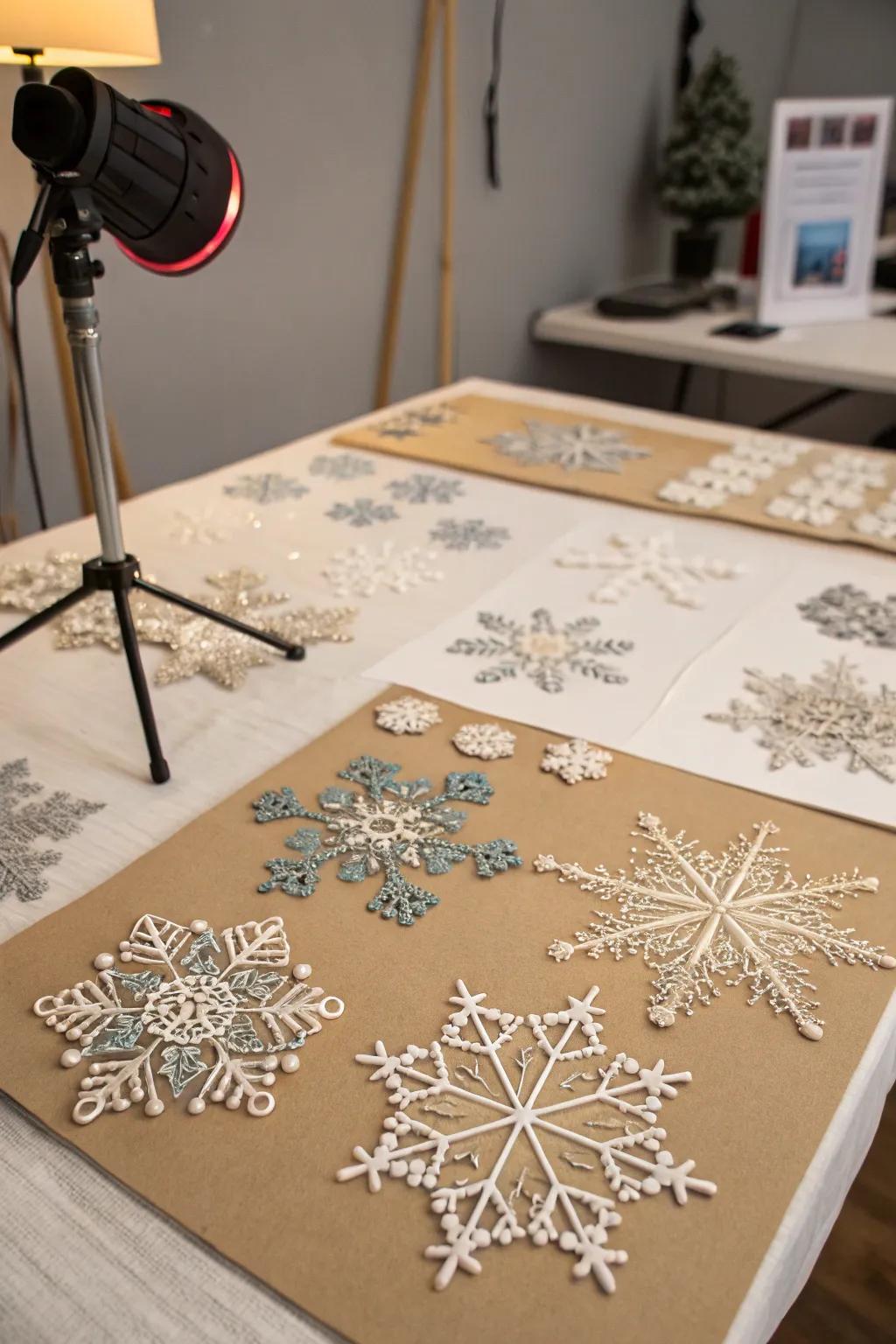 Amalgamate maneuvers to craft one-of-a-kind snowflake designs.