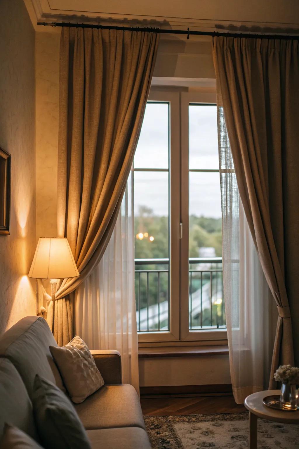 Noise-canceling hangings provide quiet and warmth.