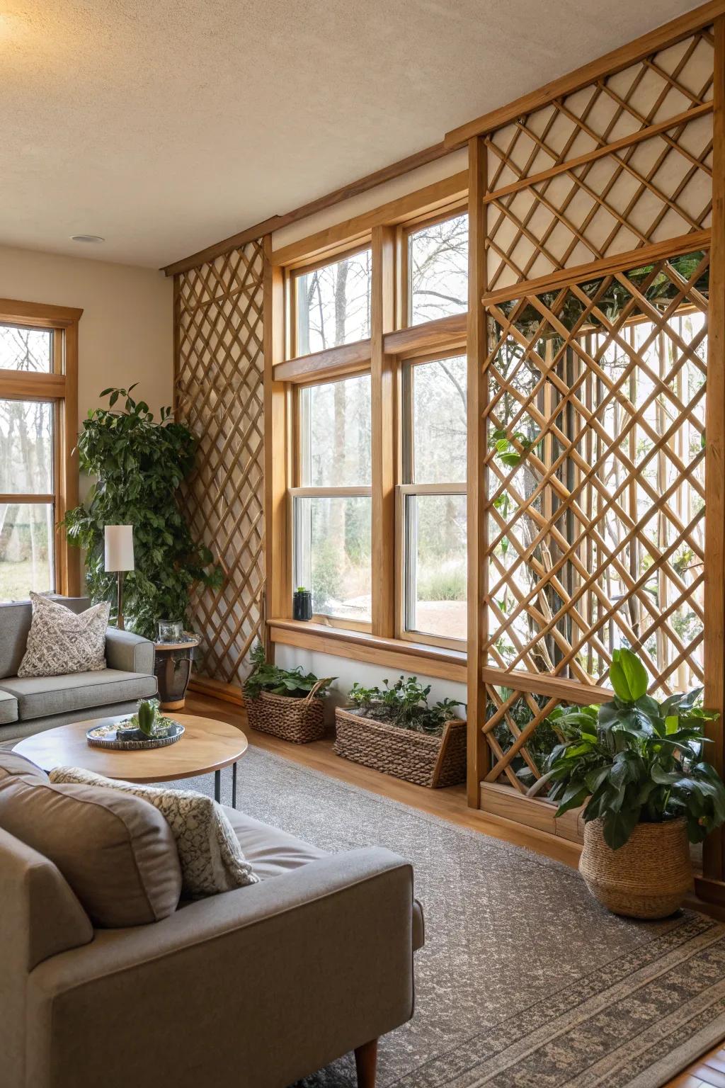 Eco-friendly lattice element reflecting a commitment to stylish and responsible living.