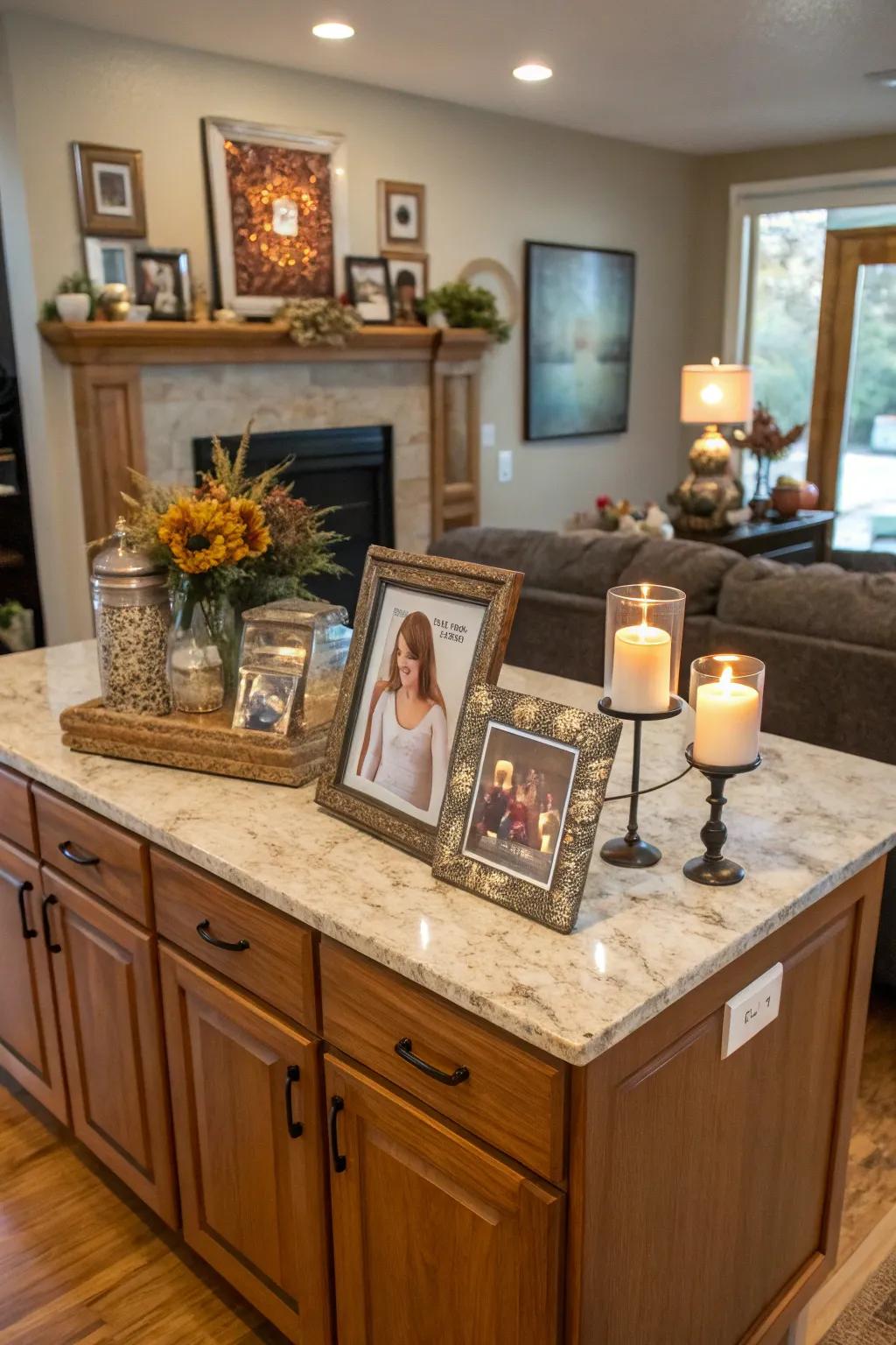 Personal hints on the island establish a warm and welcoming atmosphere.