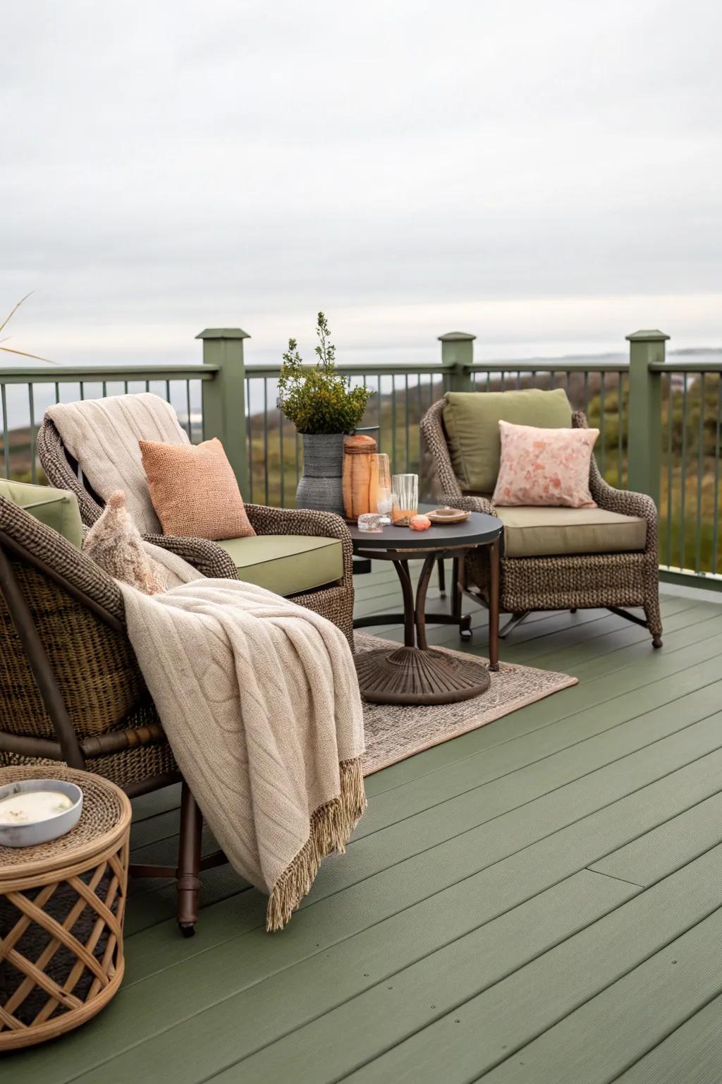 Olive green offers a unique, cozy retreat.