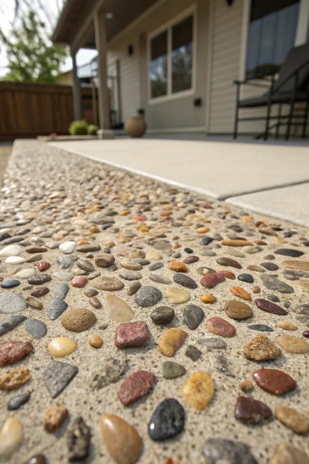 A unique pebble mix for a custom patio look.